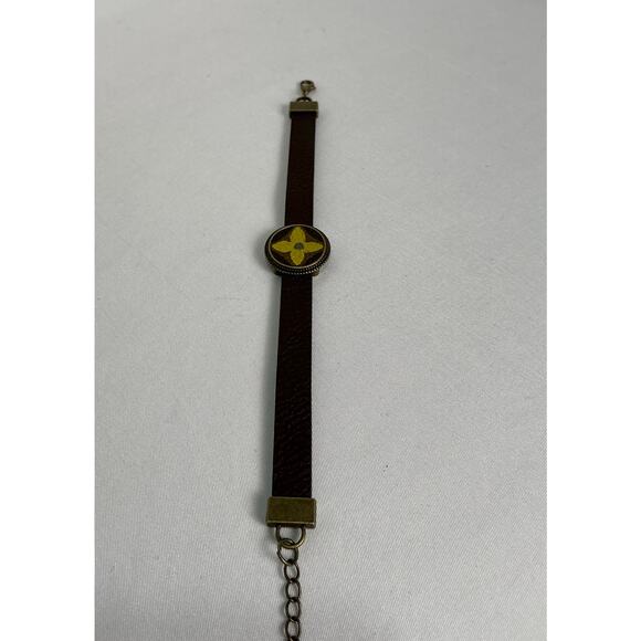 Louis Vuitton Monogram Canvas Brown Leather Bracelet Metallic Gold - Picture 5 of 7